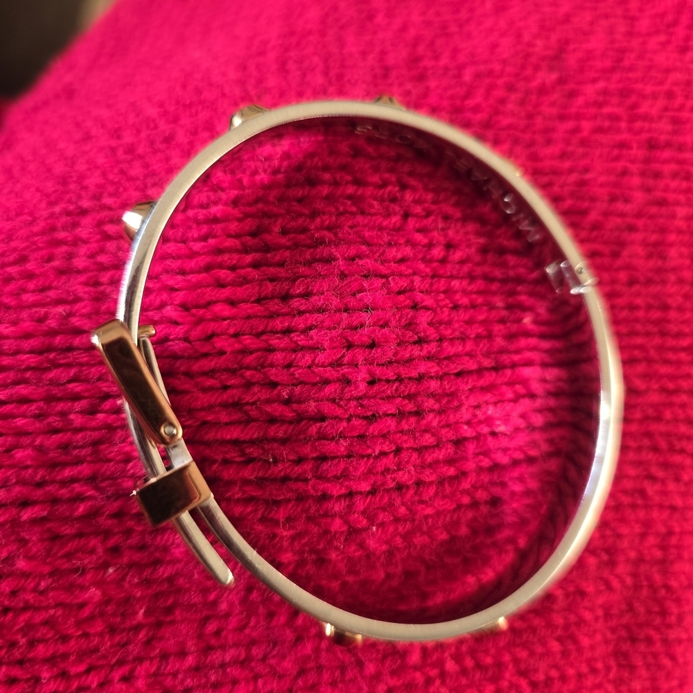 Michael Kors Two-Tone Stud Accent Bangle - Silver & Gold - Picture 2 of 9